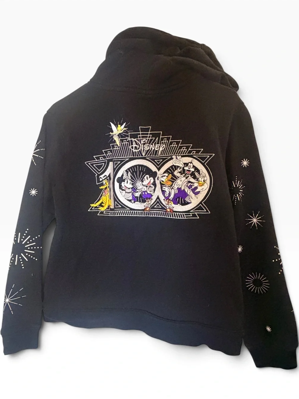 (Size M) Disney Parks Disney 100 Years of Wonder Embroidered Full-Zip Hoodie
